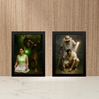 Kit 2 Quadros Umbanda - Entidades E Médiuns 24x18cm - Com Vid