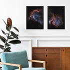 Kit 2 Quadros Universo Galáxia Nebulosa 33x24cm Moldura Preta