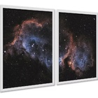 Kit 2 Quadros Universo Galáxia Nebulosa 45x34cm - Com Vidro M
