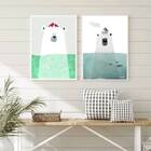 Kit 2 Quadros Ursos Do Mar 33x24cm - Com Vidro Moldura:madeir