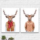 Kit 2 Quadros Veados Fashion 33x24cm - Com Vidro Moldura:made