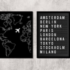 Kit 2 Quadros Viagem Placa De Aeroporto 24x18cm - Com Vidro M