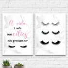 Kit 2 Quadros Vida Curta Cílios Não 24x18cm Moldura:madeira B