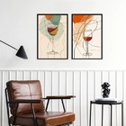 Kit 2 Quadros Vinhos - Linhas Abstratas 24x18cm Moldura Branca