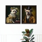 Kit 2 Quadros Vintage Bulldogs Franceses 45x34cm Moldura:made