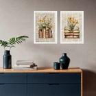 Kit 2 Quadros Vintage Livros Com Flores Do Campo 24x18cm Mold