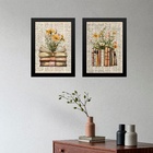 Kit 2 Quadros Vintage Livros Com Flores Do Campo 33x24cm Mold