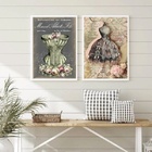 Kit 2 Quadros Vintage Moda- Vestido E Espartilho 33x24cm - Co