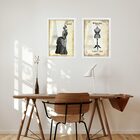 Kit 2 Quadros Vintage Moda Antiga - Paris 45x34cm Moldura Bra