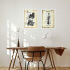 Kit 2 Quadros Vintage Moda - Dama Paris 45x34cm Moldura Branca