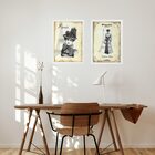 Kit 2 Quadros Vintage Moda - Dama Paris 45x34cm Moldura Branca