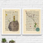 Kit 2 Quadros Vintage Pequeno Príncipe 45x34cm - Com Vidro Mo