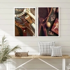 Kit 2 Quadros Vintage Tênis - Raquetes 33x24cm Moldura:madeir