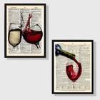 Kit 2 Quadros Vintage Vinho 45x34cm - Com Vidro Moldura:madei