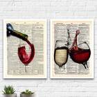 Kit 2 Quadros Vintage Vinho 45x34cm Moldura:madeira Preta