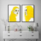 Kit 2 Quadros Women Yellow 45x34cm - Com Vidro Moldura:madeir