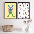 Kit 2 Quadros Yoga- Palavra E Posições 24x18cm - Com Vidro Mo