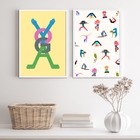 Kit 2 Quadros Yoga- Palavra E Posições 24x18cm - Com Vidro Mo