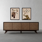 Kit 2 Quadros Zebra E Elefante Com Borboletas 24x18cm Moldura