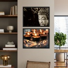 Kit 2 Quadros Zen Buda E Velas 45x34cm - Com Vidro Moldura:ma
