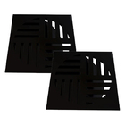 Kit 2 Ralo Grelha Quadrada Com Fecho Automático Preto 15cm