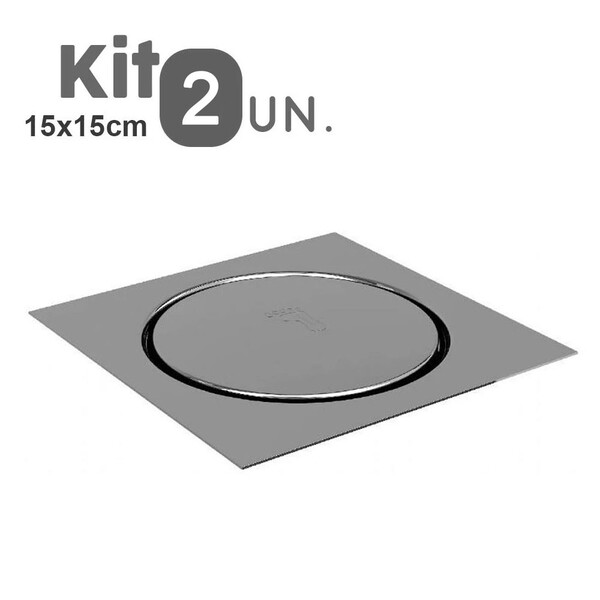 Kit 2 Ralos Click Inteligente Aço Inox 15x15 Pop Up Banheiro