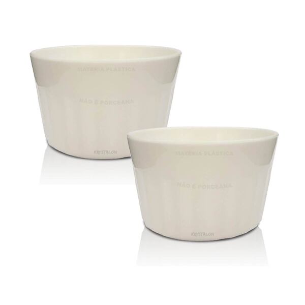 Kit 2 Ramequins Branco Polipropileno - Tigela Ramequim Krysta