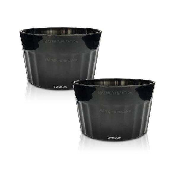 Kit 2 Ramequins Preto Polipropileno - Tigela Ramequim Krystal