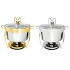 Kit 2 Rechaud Redondo Banho Maria Aço Inox 8 Litros