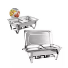 Kit 2 Rechaud Retangular 9 L Com 2 Cubas 1/2 Banho Maria