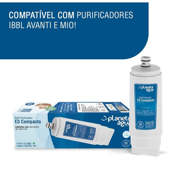 Kit 2 Refil E3 Compacto 1101 P/ Purificador Ibbl Avanti Mio