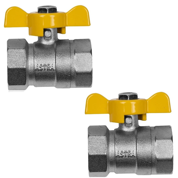 Kit 2 Registro Válvula Esfera Metálica Rf X Rf 1/2'' Pex Gás