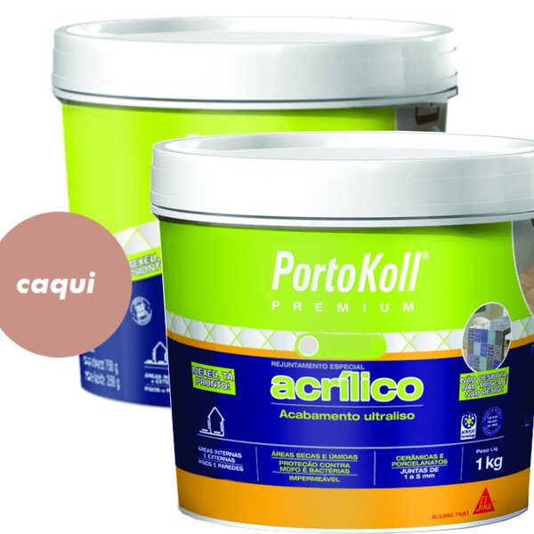 Kit 2 Rejuntes Acrílico Flexível Premium 1kg Portokoll Caqui