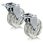 Kit 2 Rodízio De Silicone 75mm Transparente Base Giratória