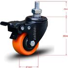 Kit 2 Rodízio Linha Black Parafuso 3/8" 41mm Com Freio 60kg L