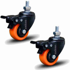 Kit 2 Rodízio Linha Black Parafuso 3/8" 41mm Com Freio 60kg L