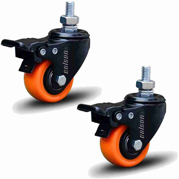 Kit 2 Rodízio Linha Black Parafuso 3/8" 41mm Com Freio 60kg L