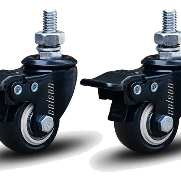 Kit 2 Rodízio Linha Black Parafuso 3/8" 50mm Com Freio 100kg