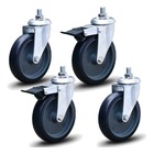 Kit 2 Rodízios Anti Risco Móveis 5" 128mm 75kg Sem Freio + 2