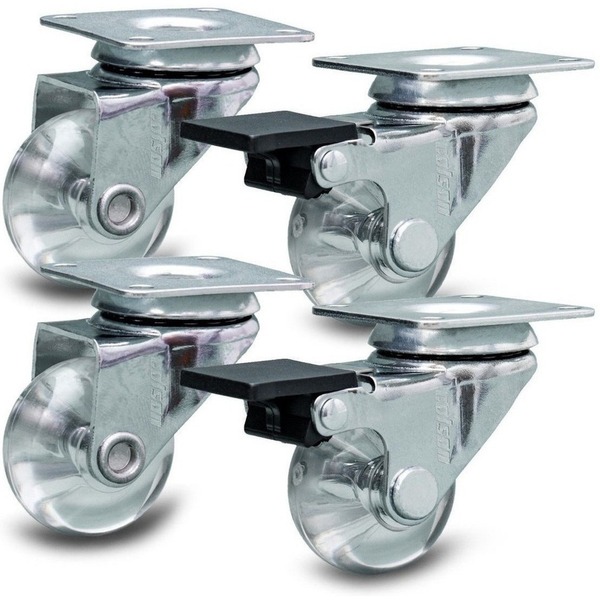 Kit 2 Rodizios Silicone Pvc Gel Cristal 35mm Placa 40kg Sem F