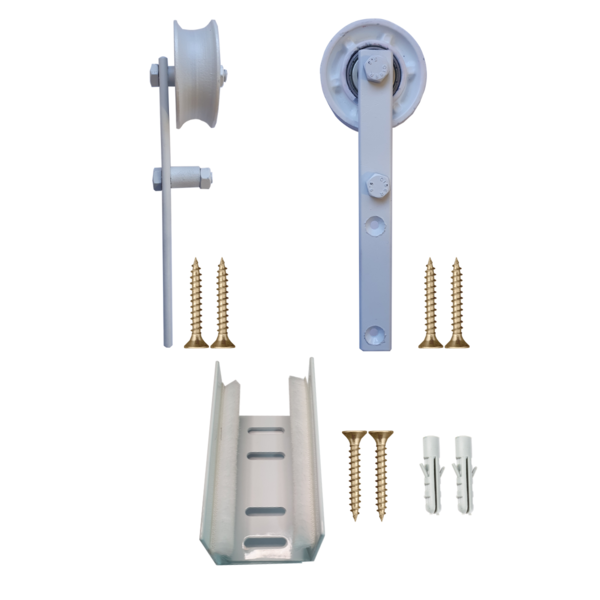 Kit 2 Roldanas E 1 Guia Para Trilho Tubular Ferro - Branco -