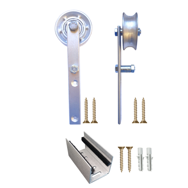 Kit 2 Roldanas E 1 Guia Para Trilho Tubular Ferro - Prata - A