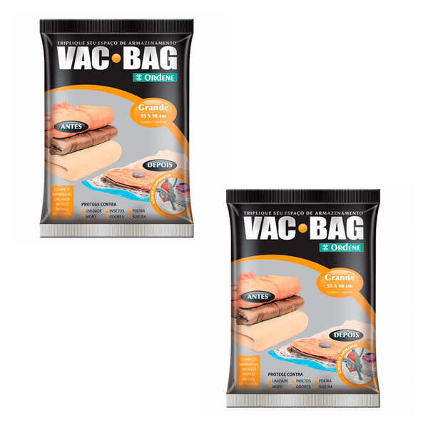 Kit 2 Saco Para Armazenagem A Vácuo Vac Bag Impermeável Para
