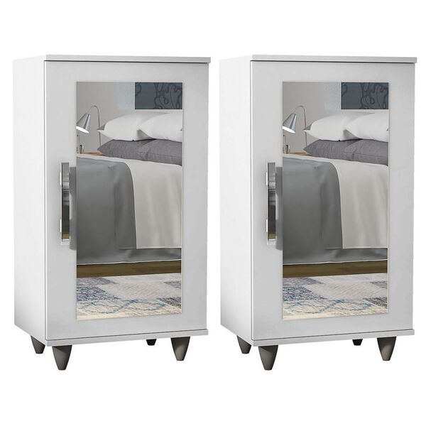 Kit 2 Sapateiras Com Espelho Madri 1 Porta - Lumil Móveis - B