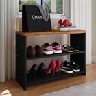 Kit 2 Sapateiras Recamier Quarto Preto/freijó Cabeceira Suspe