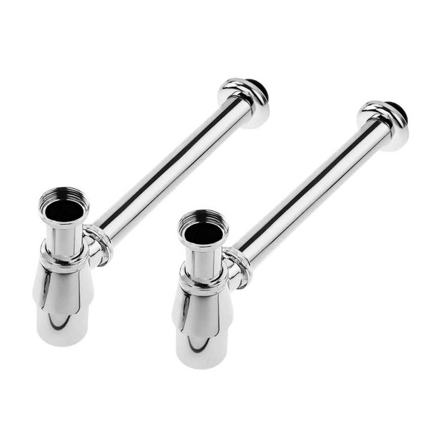 Kit 2 Sifão Pia Tanque Lavanderia Metal Com Copo Cr. 1.1/4x2