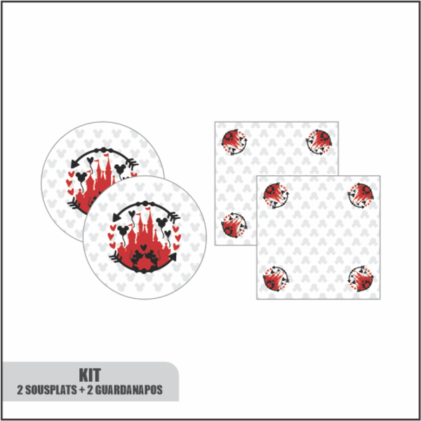 Kit 2 Sousplat Com Base + 2 Guardanapos Love Magic