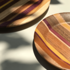 Kit 2 Sousplat De Madeira Marchetada Para Mesa Posta - 22cm E