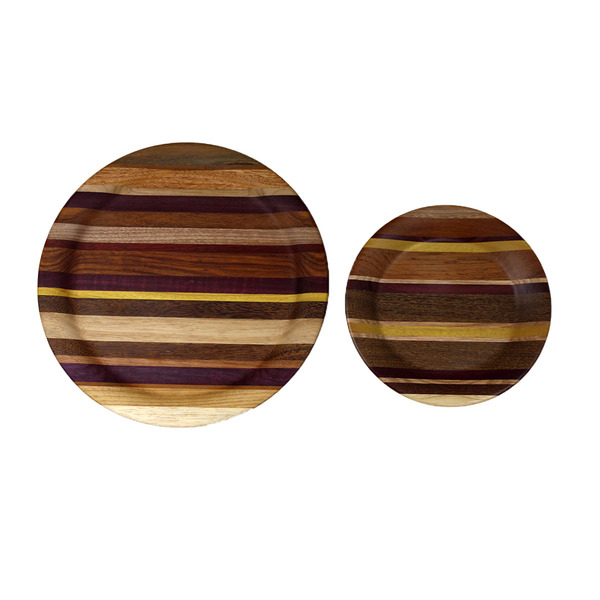 Kit 2 Sousplat De Madeira Marchetada Para Mesa Posta - 22cm E