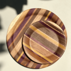 Kit 2 Sousplat De Madeira Marchetada Para Mesa Posta - 22cm E